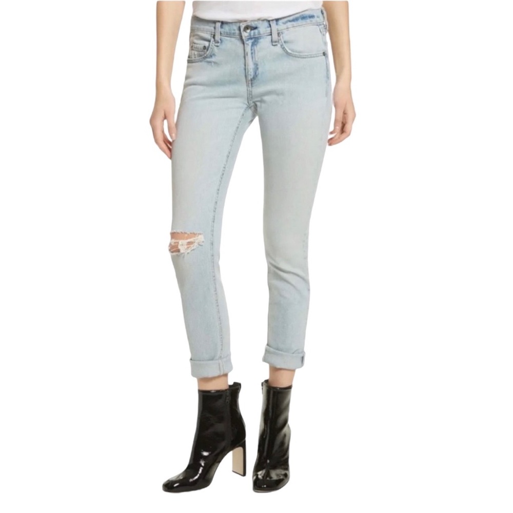 Rag & Bone The Dre Distressed Raw Hem Jean in Glena Light Wash Size 26